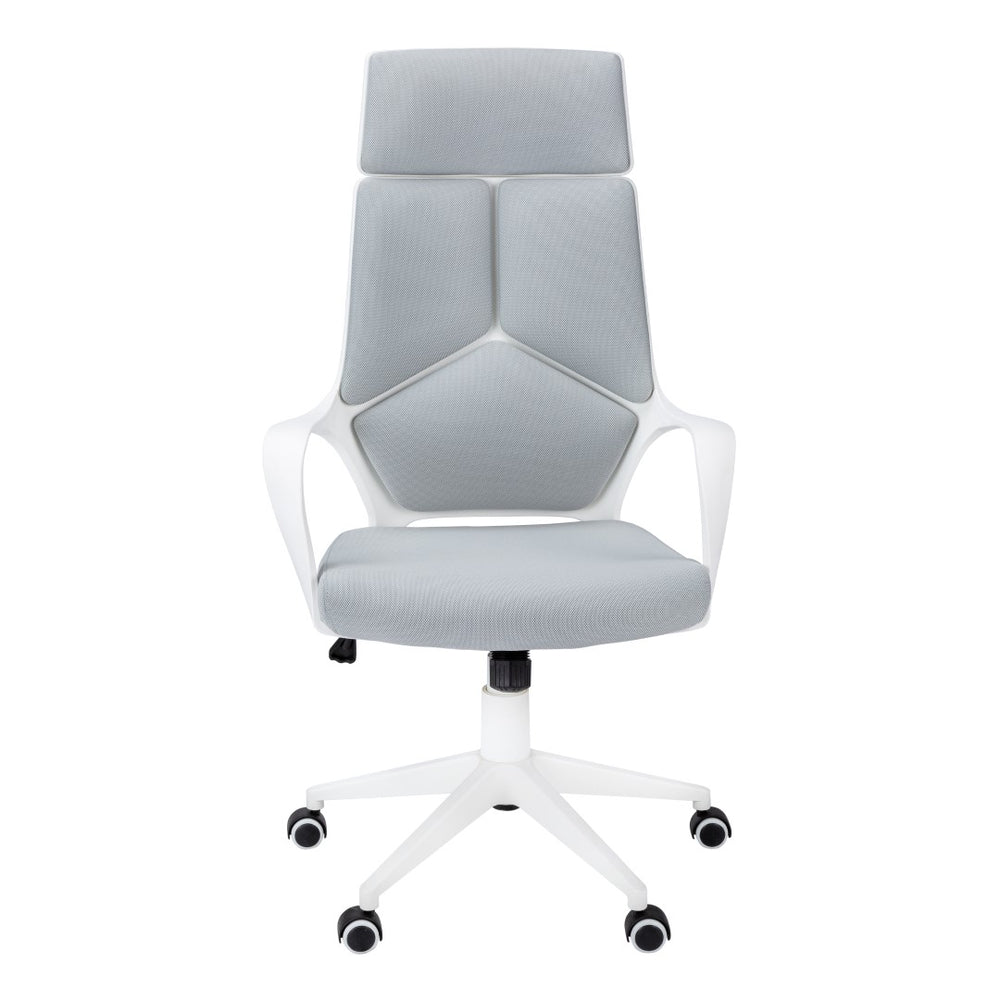 Monarch Specialties Office Chair, Adjustable Height, Swivel, Ergonomic, Armrests, Computer Desk, Work, Grey Mesh, White Metal, Contemporary, Modern White Foam,Mdf,Metal,Nylon,Polypropylene,Polyester I 7270