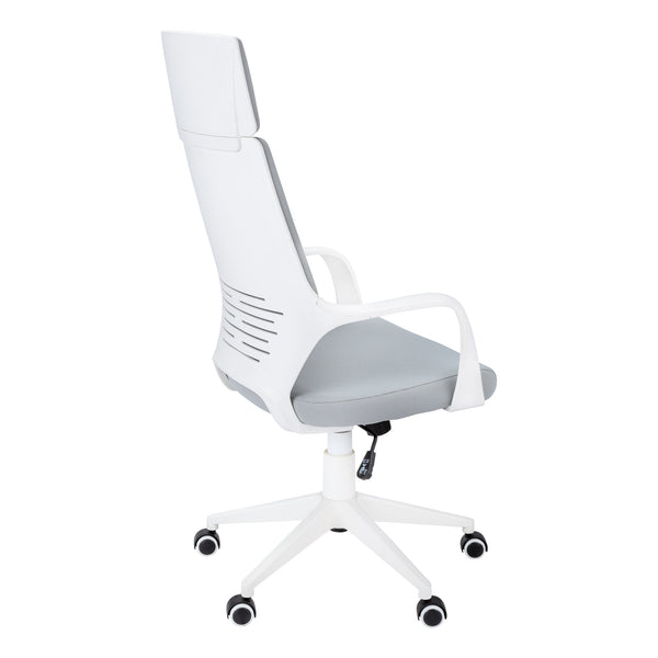 Monarch Specialties Office Chair, Adjustable Height, Swivel, Ergonomic, Armrests, Computer Desk, Work, Grey Mesh, White Metal, Contemporary, Modern White Foam,Mdf,Metal,Nylon,Polypropylene,Polyester I 7270