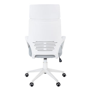 Monarch Specialties Office Chair, Adjustable Height, Swivel, Ergonomic, Armrests, Computer Desk, Work, Grey Mesh, White Metal, Contemporary, Modern White Foam,Mdf,Metal,Nylon,Polypropylene,Polyester I 7270