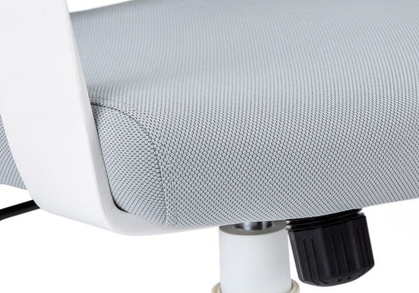 Monarch Specialties Office Chair, Adjustable Height, Swivel, Ergonomic, Armrests, Computer Desk, Work, Grey Mesh, White Metal, Contemporary, Modern White Foam,Mdf,Metal,Nylon,Polypropylene,Polyester I 7270