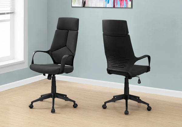 Monarch Specialties Office Chair, Adjustable Height, Swivel, Ergonomic, Armrests, Computer Desk, Work, Black Fabric, Black Metal, Contemporary, Modern Black Foam,Mdf,Metal,Nylon,Polypropylene,Polyester I 7272
