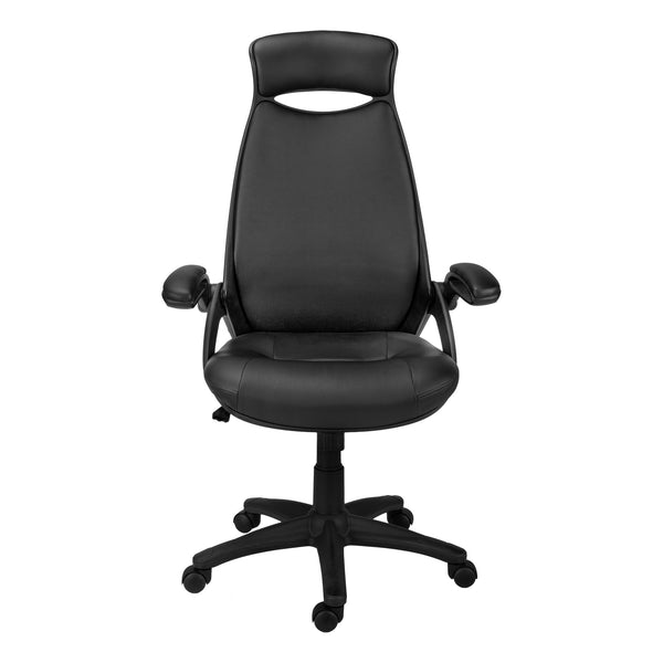 Monarch Specialties Office Chair, Adjustable Height, Swivel, Ergonomic, Armrests, Computer Desk, Work, Black Leather Look, Black Metal, Contemporary, Modern Black Foam,Mdf,Metal,Nylon,Polypropylene,Leather,Look I 7276