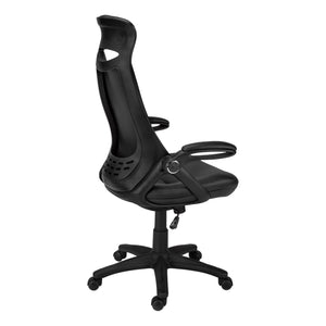 Monarch Specialties Office Chair, Adjustable Height, Swivel, Ergonomic, Armrests, Computer Desk, Work, Black Leather Look, Black Metal, Contemporary, Modern Black Foam,Mdf,Metal,Nylon,Polypropylene,Leather,Look I 7276
