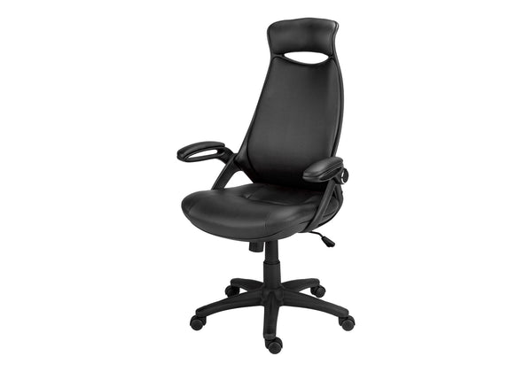 Monarch Specialties Office Chair, Adjustable Height, Swivel, Ergonomic, Armrests, Computer Desk, Work, Black Leather Look, Black Metal, Contemporary, Modern Black Foam,Mdf,Metal,Nylon,Polypropylene,Leather,Look I 7276