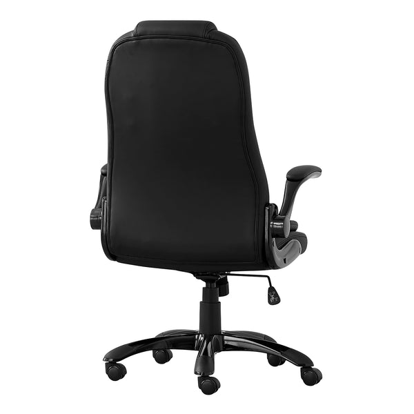Monarch Specialties Office Chair, Adjustable Height, Swivel, Ergonomic, Armrests, Computer Desk, Work, Black Leather Look, Black Metal, Contemporary, Modern Black Foam,Nylon,Plastic,Leather,Look I 7277