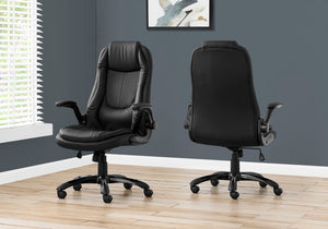 Monarch Specialties Office Chair, Adjustable Height, Swivel, Ergonomic, Armrests, Computer Desk, Work, Black Leather Look, Black Metal, Contemporary, Modern Black Foam,Nylon,Plastic,Leather,Look I 7277