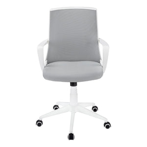 Monarch Specialties Office Chair, Adjustable Height, Swivel, Ergonomic, Armrests, Computer Desk, Work, Grey Mesh, White Metal, Contemporary, Modern White,Grey, Grey Foam,Mdf,Metal,Nylon,Polypropylene,Polyester I 7294