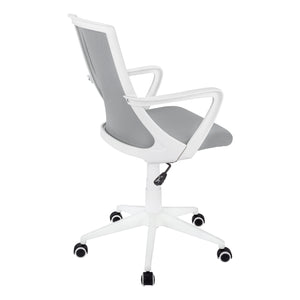 Monarch Specialties Office Chair, Adjustable Height, Swivel, Ergonomic, Armrests, Computer Desk, Work, Grey Mesh, White Metal, Contemporary, Modern White,Grey, Grey Foam,Mdf,Metal,Nylon,Polypropylene,Polyester I 7294