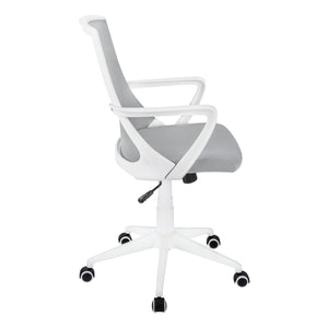 Monarch Specialties Office Chair, Adjustable Height, Swivel, Ergonomic, Armrests, Computer Desk, Work, Grey Mesh, White Metal, Contemporary, Modern White,Grey, Grey Foam,Mdf,Metal,Nylon,Polypropylene,Polyester I 7294
