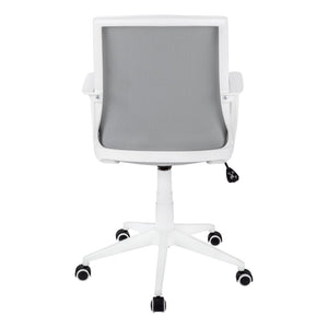 Monarch Specialties Office Chair, Adjustable Height, Swivel, Ergonomic, Armrests, Computer Desk, Work, Grey Mesh, White Metal, Contemporary, Modern White,Grey, Grey Foam,Mdf,Metal,Nylon,Polypropylene,Polyester I 7294