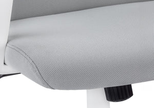 Monarch Specialties Office Chair, Adjustable Height, Swivel, Ergonomic, Armrests, Computer Desk, Work, Grey Mesh, White Metal, Contemporary, Modern White,Grey, Grey Foam,Mdf,Metal,Nylon,Polypropylene,Polyester I 7294