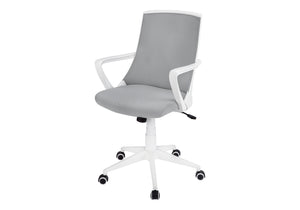 Monarch Specialties Office Chair, Adjustable Height, Swivel, Ergonomic, Armrests, Computer Desk, Work, Grey Mesh, White Metal, Contemporary, Modern White,Grey, Grey Foam,Mdf,Metal,Nylon,Polypropylene,Polyester I 7294
