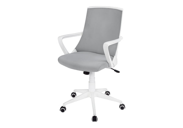 Monarch Specialties Office Chair, Adjustable Height, Swivel, Ergonomic, Armrests, Computer Desk, Work, Grey Mesh, White Metal, Contemporary, Modern White,Grey, Grey Foam,Mdf,Metal,Nylon,Polypropylene,Polyester I 7294