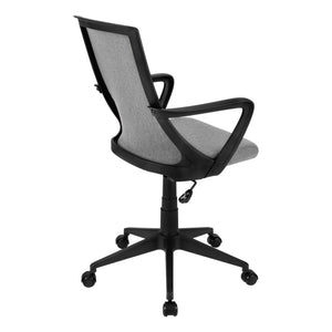 Monarch Specialties Office Chair, Adjustable Height, Swivel, Ergonomic, Armrests, Computer Desk, Work, Grey Mesh, Black Metal, Contemporary, Modern Black,Grey, Grey Foam,Mdf,Metal,Nylon,Polypropylene,Polyester I 7297