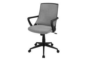 Monarch Specialties Office Chair, Adjustable Height, Swivel, Ergonomic, Armrests, Computer Desk, Work, Grey Mesh, Black Metal, Contemporary, Modern Black,Grey, Grey Foam,Mdf,Metal,Nylon,Polypropylene,Polyester I 7297