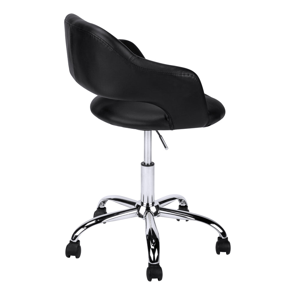 Monarch Specialties Office Chair, Adjustable Height, Swivel, Ergonomic, Armrests, Computer Desk, Work, Black Leather Look, Chrome Metal, Contemporary, Modern Black Foam,Mdf,Metal,Leather,Look I 7298