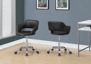 Monarch Specialties Office Chair, Adjustable Height, Swivel, Ergonomic, Armrests, Computer Desk, Work, Black Leather Look, Chrome Metal, Contemporary, Modern Black Foam,Mdf,Metal,Leather,Look I 7298