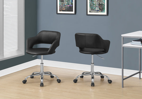 Monarch Specialties Office Chair, Adjustable Height, Swivel, Ergonomic, Armrests, Computer Desk, Work, Black Leather Look, Chrome Metal, Contemporary, Modern Black Foam,Mdf,Metal,Leather,Look I 7298