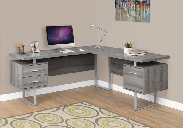 Monarch Specialties Computer Desk, Home Office, Corner, Left, Right Set-up, Storage Drawers, 70"L, L Shape, Work, Laptop, Brown Laminate, Grey Metal, Contemporary, Modern Dark Taupe Particle Board,Hollow,Core,Laminate,Mdf,Metal I 7304