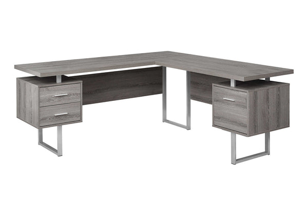 Monarch Specialties Computer Desk, Home Office, Corner, Left, Right Set-up, Storage Drawers, 70"L, L Shape, Work, Laptop, Brown Laminate, Grey Metal, Contemporary, Modern Dark Taupe Particle Board,Hollow,Core,Laminate,Mdf,Metal I 7304