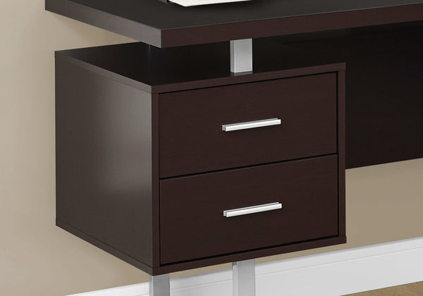 Monarch Specialties Computer Desk, Home Office, Corner, Left, Right Set-up, Storage Drawers, 70"L, L Shape, Work, Laptop, Brown Laminate, Grey Metal, Contemporary, Modern Espresso Particle Board,Hollow,Core,Laminate,Mdf,Metal I 7305
