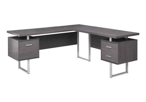 Monarch Specialties Computer Desk, Home Office, Corner, Left, Right Set-up, Storage Drawers, 70"L, L Shape, Work, Laptop, Grey Laminate, Grey Metal, Contemporary, Modern Grey Particle Board,Hollow,Core,Laminate,Mdf,Metal I 7306