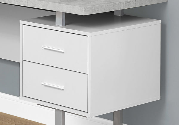 Monarch Specialties Computer Desk, Home Office, Corner, Left, Right Set-up, Storage Drawers, 70"L, L Shape, Work, Laptop, Grey Laminate, White Metal, Contemporary, Modern Grey,White, White Particle Board,Hollow,Core,Laminate,Mdf,Metal I 7307