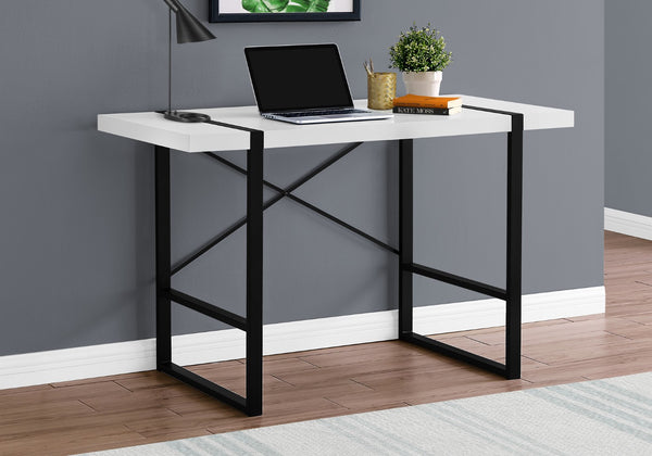 Monarch Specialties Computer Desk, Home Office, Laptop, 48"L, Work, White Laminate, Black Metal, Contemporary, Modern White Particle Board,Laminate,Mdf,Metal I 7313