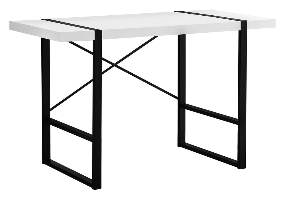 Monarch Specialties Computer Desk, Home Office, Laptop, 48"L, Work, White Laminate, Black Metal, Contemporary, Modern White Particle Board,Laminate,Mdf,Metal I 7313