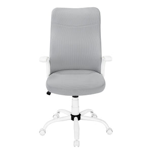 Monarch Specialties Office Chair, Adjustable Height, Swivel, Ergonomic, Armrests, Computer Desk, Work, Grey Mesh, White Metal, Contemporary, Modern White,Grey, Grey Foam,Metal,Nylon,Plastic,Polyester I 7324