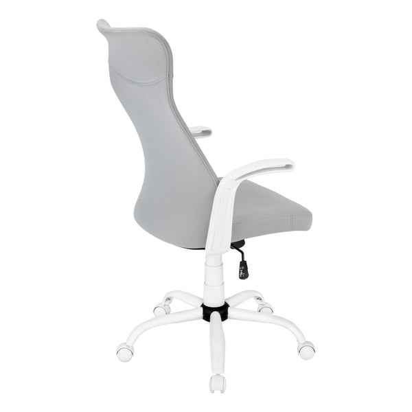 Monarch Specialties Office Chair, Adjustable Height, Swivel, Ergonomic, Armrests, Computer Desk, Work, Grey Mesh, White Metal, Contemporary, Modern White,Grey, Grey Foam,Metal,Nylon,Plastic,Polyester I 7324