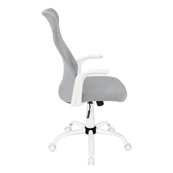 Monarch Specialties Office Chair, Adjustable Height, Swivel, Ergonomic, Armrests, Computer Desk, Work, Grey Mesh, White Metal, Contemporary, Modern White,Grey, Grey Foam,Metal,Nylon,Plastic,Polyester I 7324