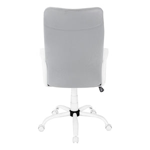 Monarch Specialties Office Chair, Adjustable Height, Swivel, Ergonomic, Armrests, Computer Desk, Work, Grey Mesh, White Metal, Contemporary, Modern White,Grey, Grey Foam,Metal,Nylon,Plastic,Polyester I 7324