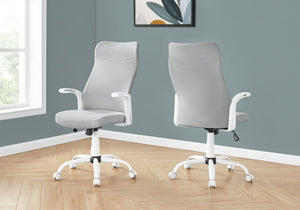 Monarch Specialties Office Chair, Adjustable Height, Swivel, Ergonomic, Armrests, Computer Desk, Work, Grey Mesh, White Metal, Contemporary, Modern White,Grey, Grey Foam,Metal,Nylon,Plastic,Polyester I 7324