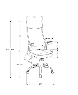 Monarch Specialties Office Chair, Adjustable Height, Swivel, Ergonomic, Armrests, Computer Desk, Work, Grey Mesh, White Metal, Contemporary, Modern White,Grey, Grey Foam,Metal,Nylon,Plastic,Polyester I 7324