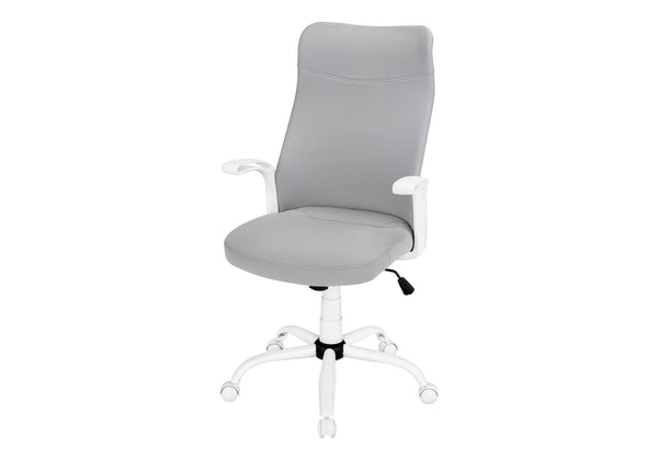 Monarch Specialties Office Chair, Adjustable Height, Swivel, Ergonomic, Armrests, Computer Desk, Work, Grey Mesh, White Metal, Contemporary, Modern White,Grey, Grey Foam,Metal,Nylon,Plastic,Polyester I 7324