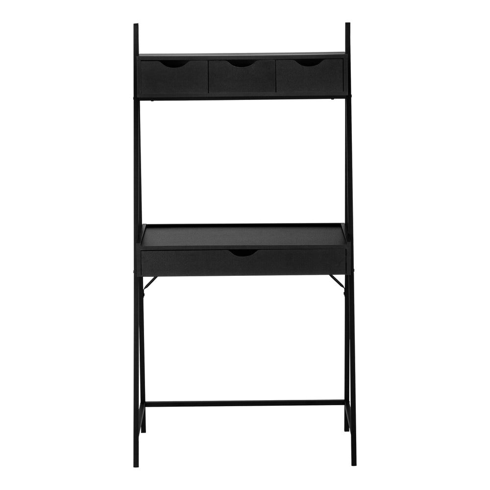 Monarch Specialties Computer Desk, Home Office, Laptop, Leaning, Storage Drawers, 32"L, Work, Black Laminate, Black Metal, Contemporary, Modern Black Metal,Laminate,Mdf I 7330