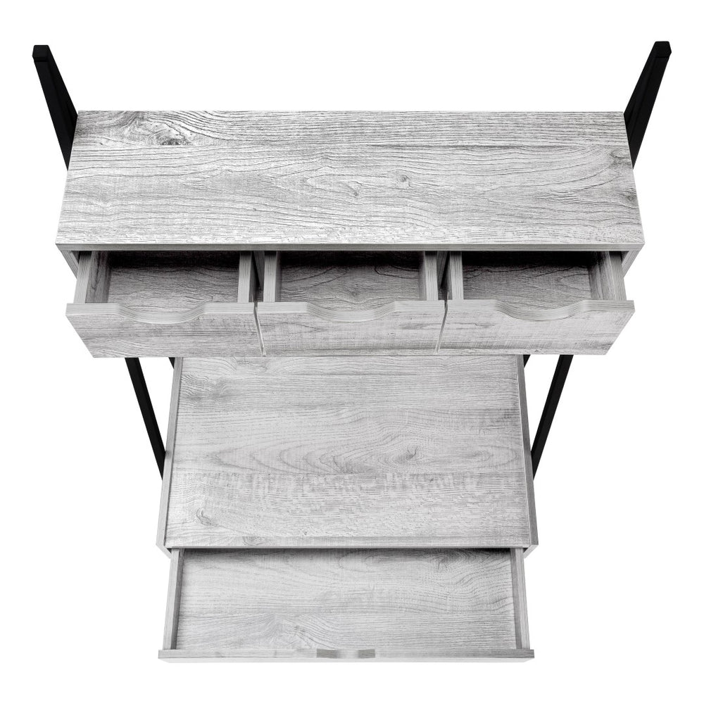 Monarch Specialties Computer Desk, Home Office, Laptop, Leaning, Storage Drawers, 32"L, Work, Grey Laminate, Black Metal, Contemporary, Modern Grey Metal,Laminate,Mdf I 7331