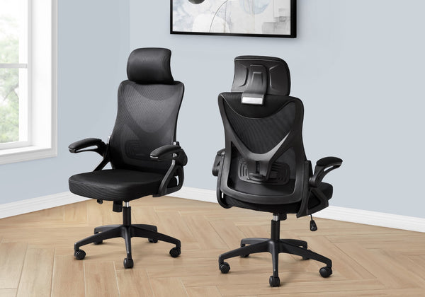 Monarch Specialties Office Chair, Adjustable Height, Ergonomic, Swivel, Work, Black Metal, Black Mesh, Contemporary, Modern Black Foam,Metal,Nylon,Plywood,Polypropylene,Polyester I 7334