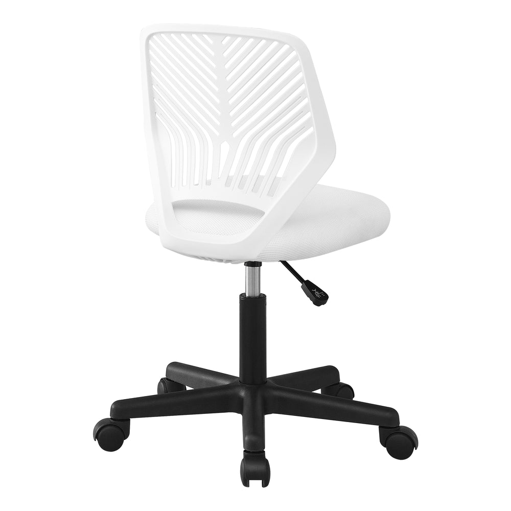 Monarch Specialties Office Chair, Adjustable Height, Swivel, Ergonomic, Computer Desk, Work, Juvenile, White Mesh, Black Metal, Contemporary, Modern White Foam,Metal,Nylon,Plywood,Polypropylene,Polyester I 7338