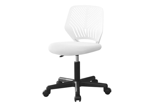 Monarch Specialties Office Chair, Adjustable Height, Swivel, Ergonomic, Computer Desk, Work, Juvenile, White Mesh, Black Metal, Contemporary, Modern White Foam,Metal,Nylon,Plywood,Polypropylene,Polyester I 7338