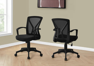 Monarch Specialties Office Chair, Adjustable Height, Swivel, Ergonomic, Armrests, Computer Desk, Work, Black Mesh, Black Metal, Contemporary, Modern Black Foam,Metal,Nylon,Plywood,Polypropylene,Polyester I 7339