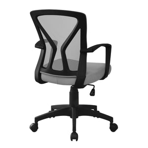 Monarch Specialties Office Chair, Adjustable Height, Swivel, Ergonomic, Armrests, Computer Desk, Work, Grey Mesh, Black Metal, Contemporary, Modern Grey Foam,Metal,Nylon,Plywood,Polypropylene,Polyester I 7340