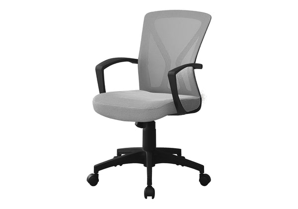 Monarch Specialties Office Chair, Adjustable Height, Swivel, Ergonomic, Armrests, Computer Desk, Work, Grey Mesh, Black Metal, Contemporary, Modern Grey Foam,Metal,Nylon,Plywood,Polypropylene,Polyester I 7340