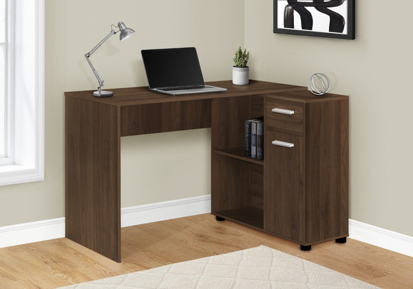 Monarch Specialties Computer Desk, Home Office, Corner, Storage Drawers, 46"L, L Shape, Work, Laptop, Walnut Laminate, Contemporary, Modern Walnut Particle Board,Laminate I 7348