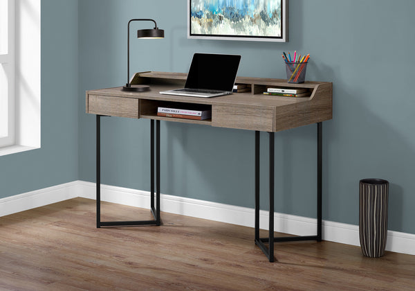 Monarch Specialties Computer Desk, Home Office, Laptop, Storage Drawers, 48"L, Work, Brown Laminate, Black Metal, Contemporary, Modern Dark Taupe Mdf,Metal I 7360