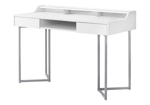 Monarch Specialties Computer Desk, Home Office, Laptop, Storage Drawers, 48"L, Work, White Laminate, Grey Metal, Contemporary, Modern White Mdf,Metal I 7361