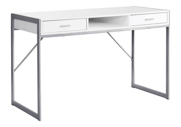 Monarch Specialties Computer Desk, Home Office, Laptop, Storage Drawers, 48"L, Work, White Laminate, Grey Metal, Contemporary, Modern White Mdf,Metal I 7364