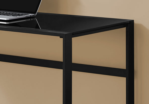 Monarch Specialties Computer Desk, Home Office, Laptop, 48"L, Work, Black Tempered Glass, Black Metal, Contemporary, Modern Black Tempered Glass,Metal I 7379