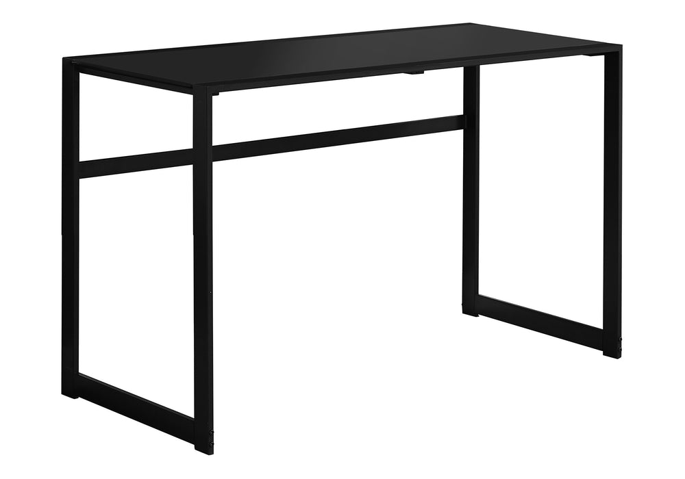 Monarch Specialties Computer Desk, Home Office, Laptop, 48"L, Work, Black Tempered Glass, Black Metal, Contemporary, Modern Black Tempered Glass,Metal I 7379